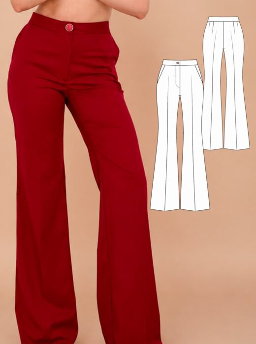 woman sewing pattern women suit pants PDF sewing pattern high waisted pants Flared Pants flared suit pants Flared trousers flared pants sewing bell bottom pants retro flared trouser women pants sewing flare suit pattern